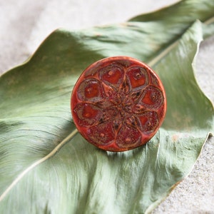 Red Ceramic Ring, Boho chic ring, Flower ceramic Ring, Unique clay ring, Statement ring, Handmade ceramic ring, Chunky Red ring image 2