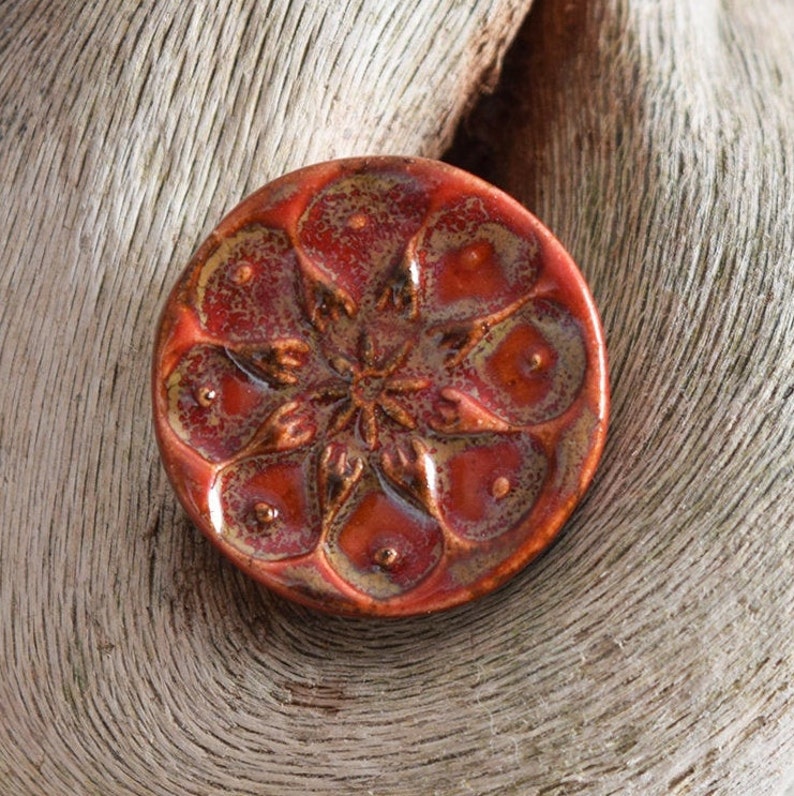 Red Ceramic Ring, Boho chic ring, Flower ceramic Ring, Unique clay ring, Statement ring, Handmade ceramic ring, Chunky Red ring image 8