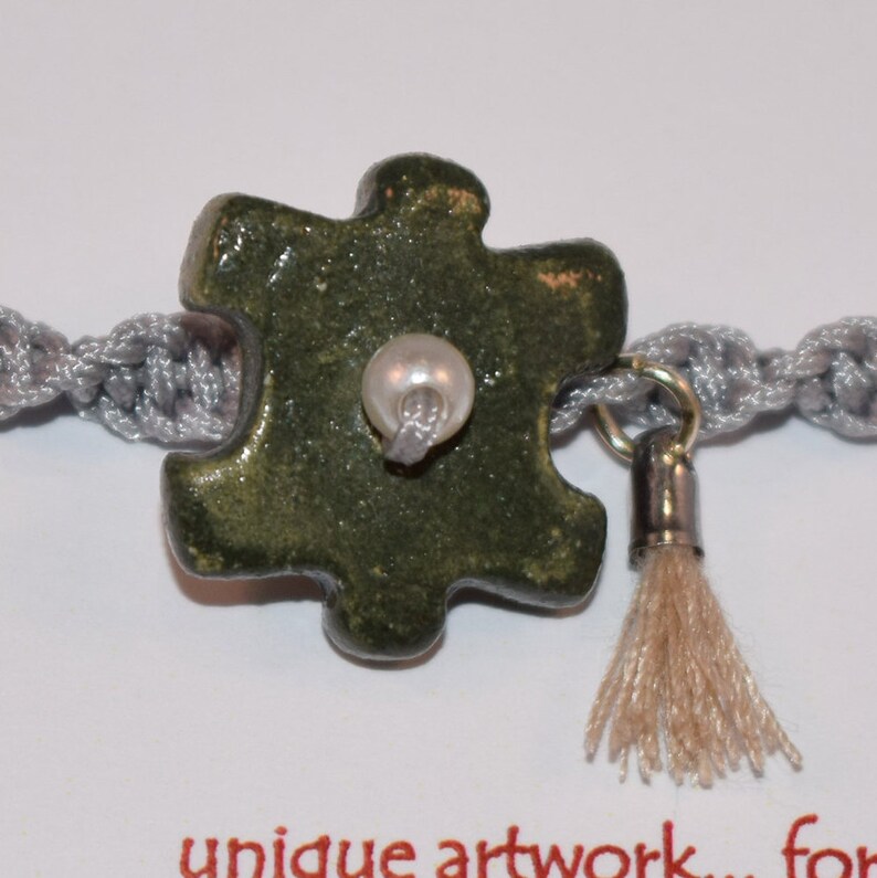 Unique ceramic friendship bracelet Jigsaw ceramic bracelet Macram\u00e9 Bracelet with Ceramic puzzle piece
