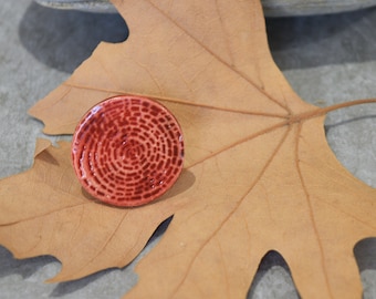 Red Ceramic Ring, Boho chic ring, Statement ring, Geometric Ceramic Ring, Chunky Red ring