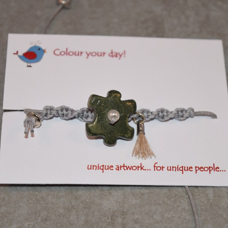 Unique ceramic friendship bracelet Jigsaw ceramic bracelet Macram\u00e9 Bracelet with Ceramic puzzle piece
