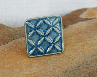 Blue Ceramic Statement Ring