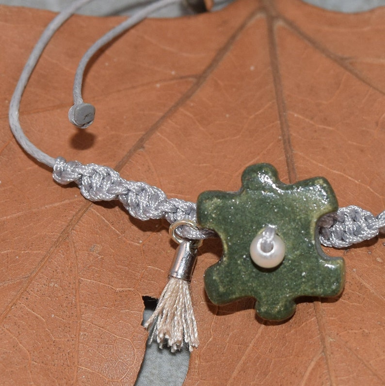 Unique ceramic friendship bracelet Jigsaw ceramic bracelet Macram\u00e9 Bracelet with Ceramic puzzle piece