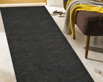 Black Jute runner  Stairs Runner Yoga Mat Hall Runner Entry way Rug Stair Treads Rug Carpet indoor Outdoor rug Stair Rugs Staircase Runner