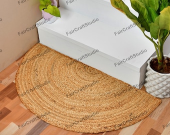 Jute doormat, Entrance rug, entrance mat, door mat, half circle doormat, half circle rug, braided doormat,half round rug, half moon doormat