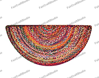 Half Moon doormat  Chindi Entrance Rug Front Porch Mat, Frontdoor Mat, Entryway Rug Mat, Laundry Room Mat, Door Mat Indoor / Outdoor,  Rug