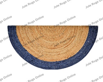 Navy Blue Half moon doormat Seagrass doormat Sisal rug Welcome door mat jute door mat cute door mat  hand woven rug indoor outdoor door mat