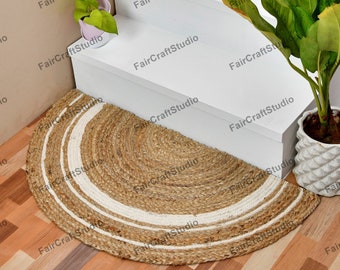 Jute doormat, Entrance rug, entrance mat, door mat, half circle doormat, half circle rug, braided doormat,half round rug, half moon doormat