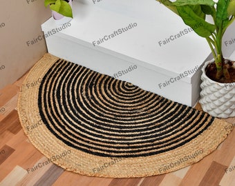 Moon phase doormat Entrance rug, entrance mat, Jute doormat, door mat, half circle doormat, half circle rug, braided doormat,half round rug
