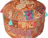 Brown handmade poufs ottoman footstool pouffe living room decor boho pouf vintage bean bag seating floor pillow cushions handmade pillow