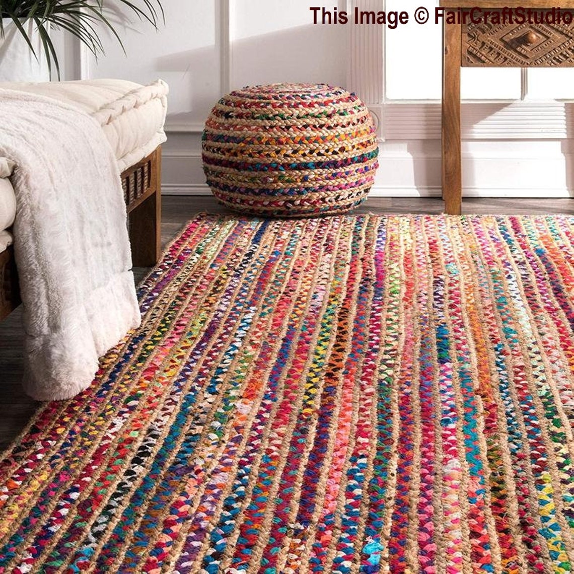 Cotton Chindi Area Rug Reversible Hand Woven Living Room Area Etsy