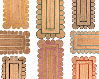 Runner Rug - Scalloped Runner Rug, Jute Runner Rug, Scallop Rug, Scalloped Jute Rug, Jute Scallop Rug for kitchen, hallways, entryways rug