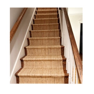 Jute Stairs Runner Natural Fiber jute Runner Rug Vintage Style CUSTOM Size Hallway Entryway Kitchen Floor Laundry Carpet Runner Rug Non Slip