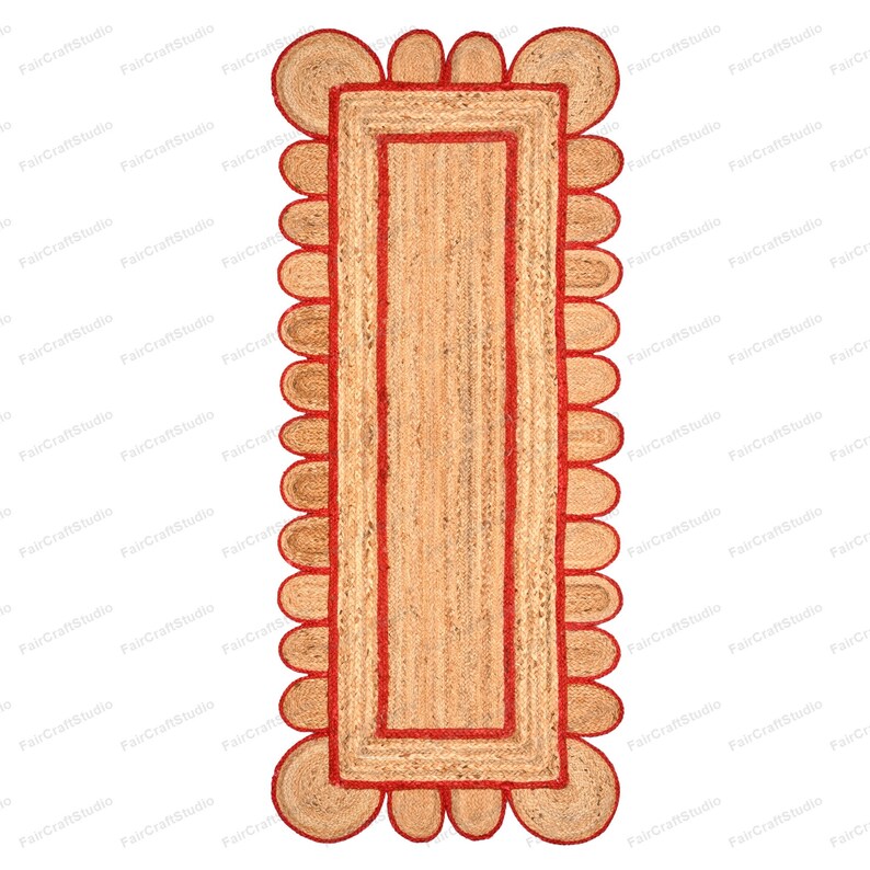 Scallop Jute Rug Scallop Rug Jute Runner Large Area Runner Long Runner