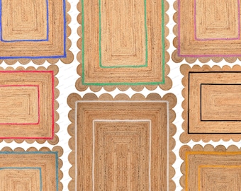Scallop Rug Jute Rug Jute Scalloped Rug Jute Runner Rug Jute Area Rug 8x10 Jute Rug Scallop Jute Rug Scalloped Jute Rug Jute Rug 10x14, 9x12