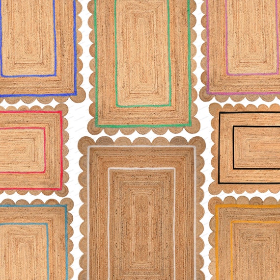 Scallop Rug Jute Rug Jute Scalloped Rug Jute Runner Rug Jute Area Rug 8x10 Jute Rug Scallop Jute Rug Scalloped Jute Rug Jute Rug 10x14, 9x12