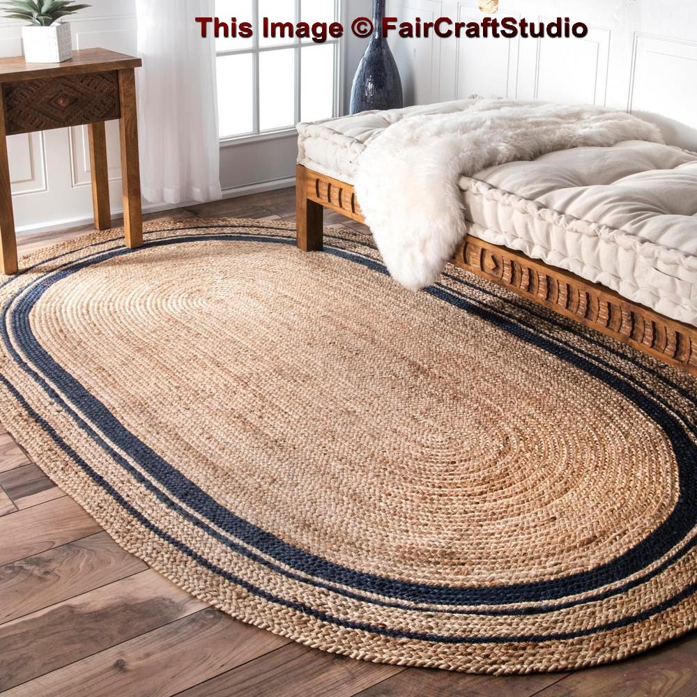 Indian Braided Floor Rug Handmade Jute Rug Natural Jute Oval Etsy