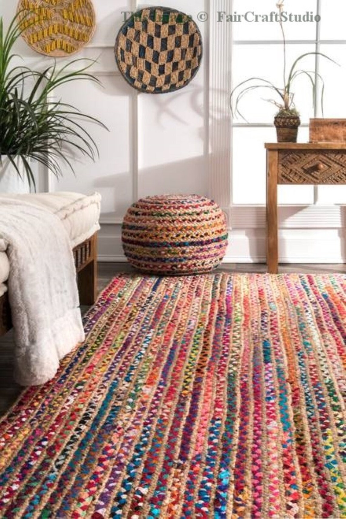 Hallways Runner Braided Living Room Area Rug Bohemian Dining Etsy