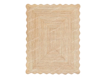 Natural Jute Rug- Wavy Edge Rug, Scalloped Jute Rug, Bohemian Rug, Jute Scalloped Rug, Jute Rug Rectangular, Scallop Jute Rug, Custom Rug