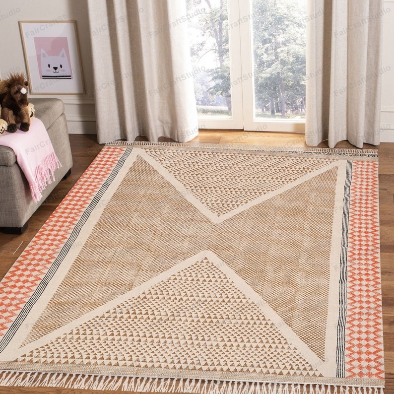 Organic Area Rug Washable Cotton Rug Machine Washable Rug for  Living room, Dining room, Bedroom, Entryways, Hallways, Patio Cotton carpet