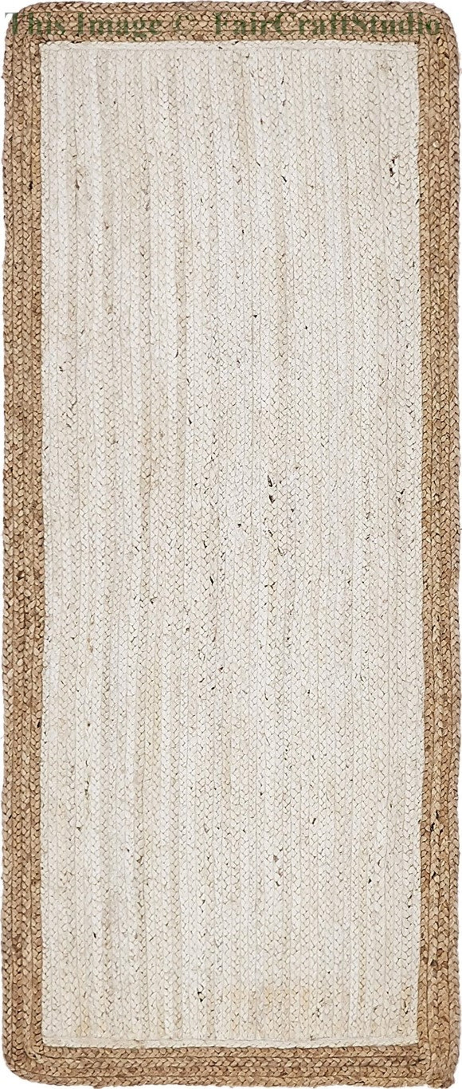 White jute runner rug rug runner for living room hallway Etsy