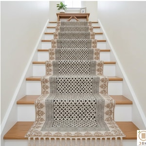 Custom Size Stair Runner Rug Bohemian Cotton Washable non slip Stair Treads Rug Washable Stair Runner Carpet Cotton Carpet Runner for Stairs