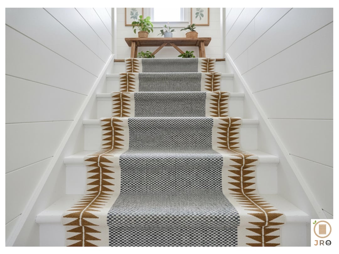 Cotton Stair Runner – Minimalist Flatweave Rug Washable Cotton Runner ...