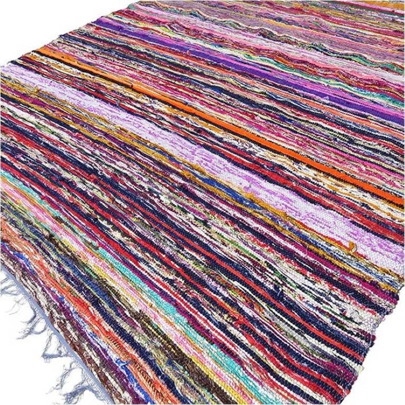 Blue Woven Rug Rag Rug Shabby Boho Vintage Decor Handmade Rug Etsy