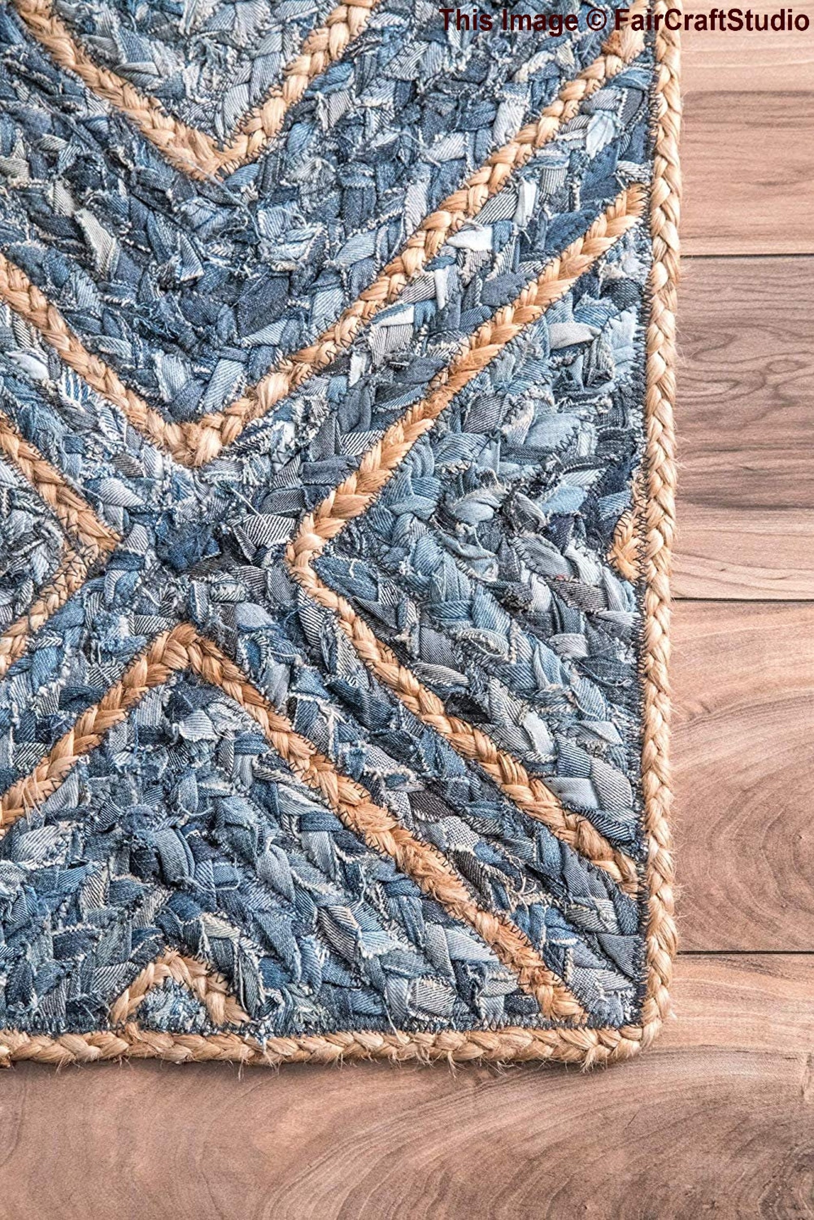 Recycled Indian Carpet Rectangular Rag Rug Hand Braided Etsy