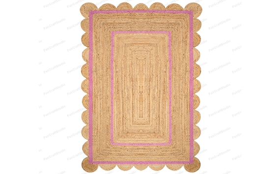 5x7 Jute Rug 10x14 Rug Scalloped jute Rug Scallop Rug 8x10 Jute Rug Scalloped Rug, Jute Scallop Rug Scallop Edge Rug Entry Rug 9x12 Rug