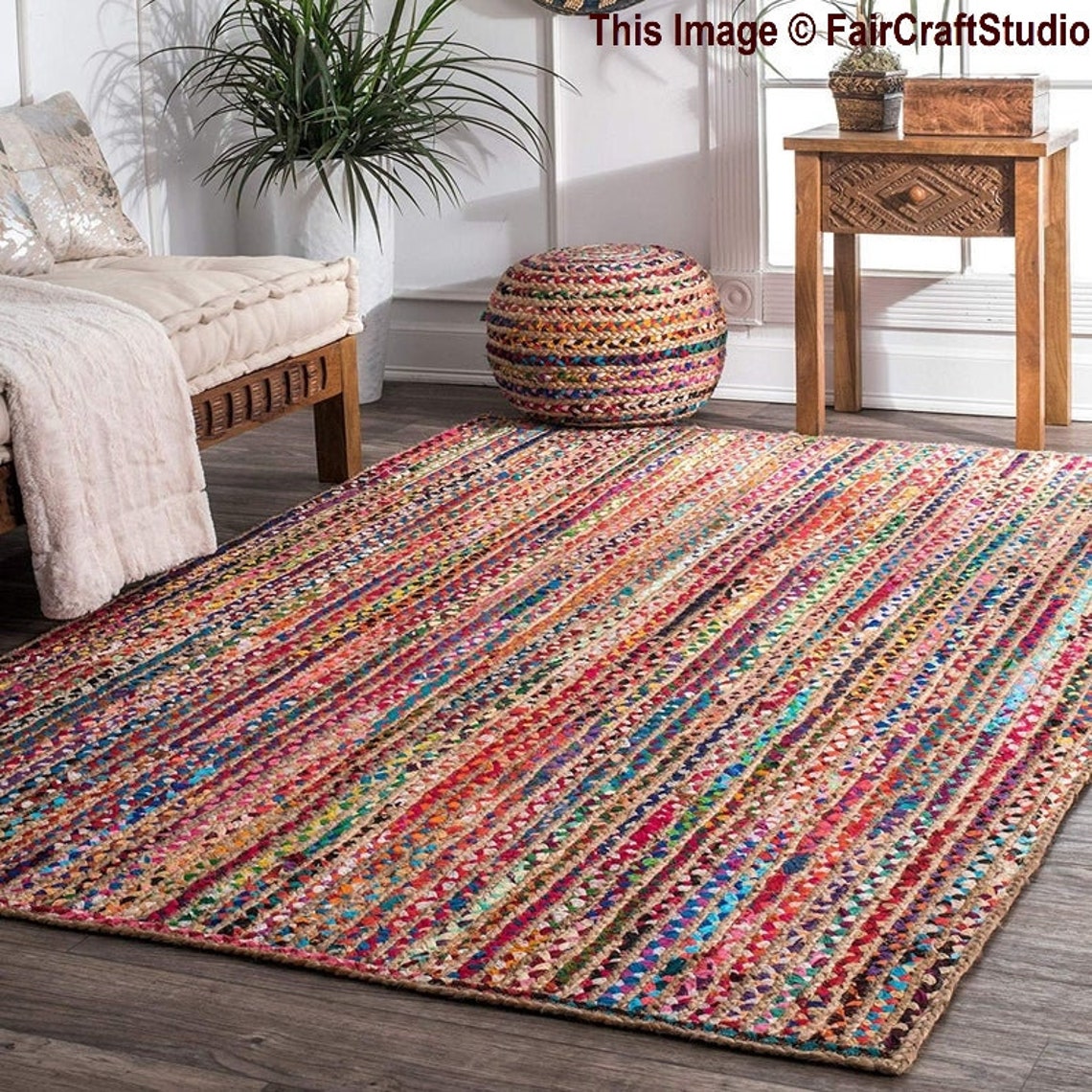 Cotton Chindi Area Rug Reversible Hand Woven Living Room Area Etsy