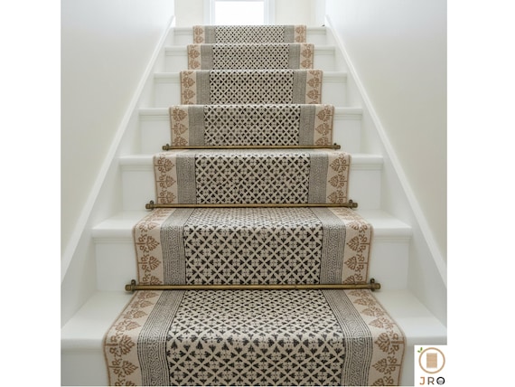 Custom Size Stair Runner Rug Bohemian Cotton Washable non slip Stair Treads Rug Washable Stair Runner Carpet Cotton Carpet Runner for Stairs