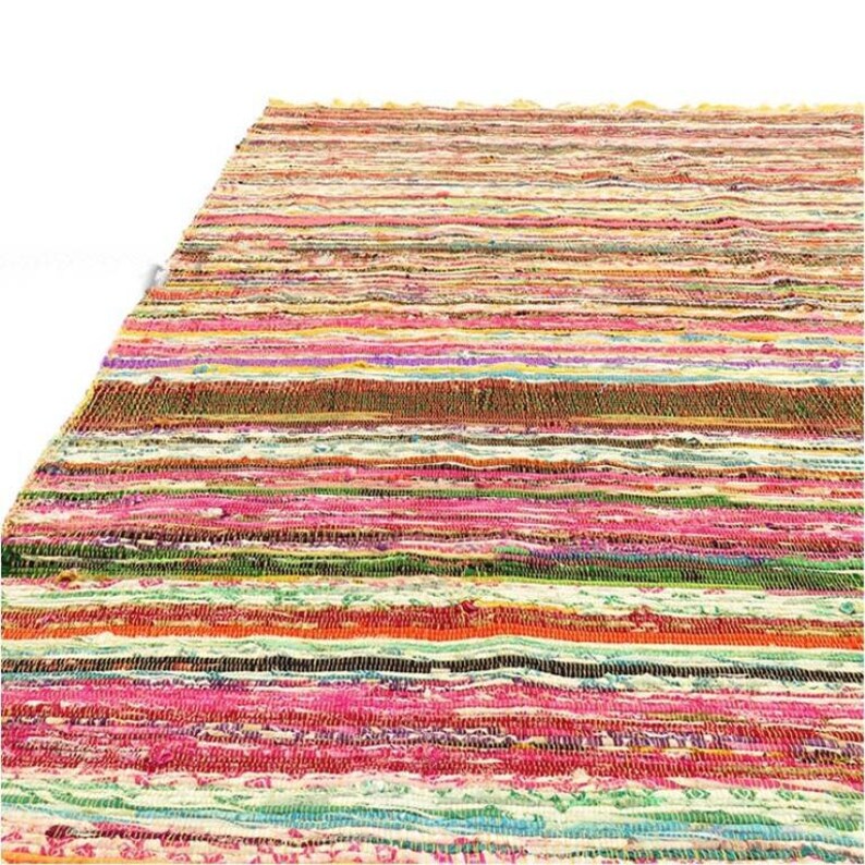 Yellow rag rug chindi rug hippie rug colourful rug boho rug Etsy