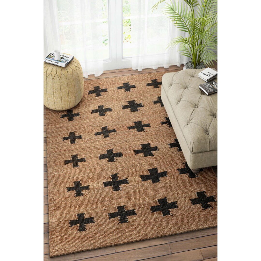 Black Plus Jute Rug Woven Sisal Rug Seagrss Rug Black Plus Hemp Rug