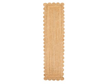 Runner Rug - Scalloped Runner Rug, Jute Runner Rug, Bohemian Scallop Rug, Natural Jute Rug, Scalloped Jute Rug, Jute Scallop Rug, Custom Rug