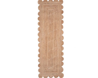 Scalloped Runner Rug Scalloped Jute Rug Jute Scallop Rug jute Runner Rug Scalloped Rug kitchen runner Rug Hallway Runner, Entry Rug Runner