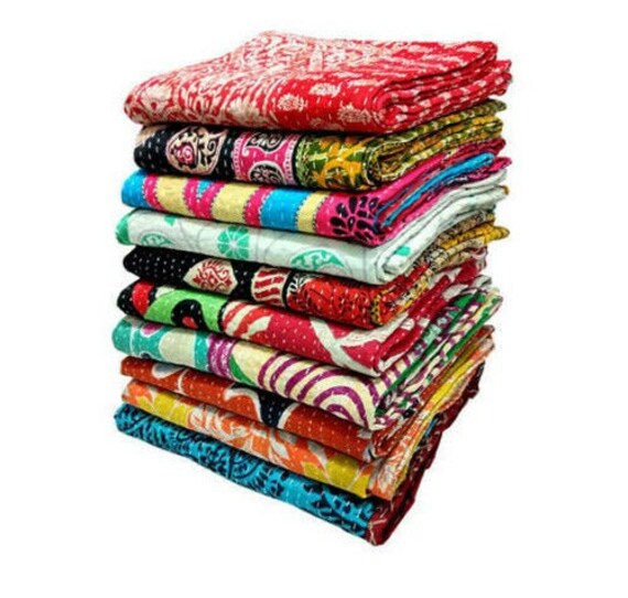 WHOLESALE LOT INDIAN KANTHA VINTAGE BLANKET THROW QUILT HIPPY BOHEMIAN BEDSPREAD