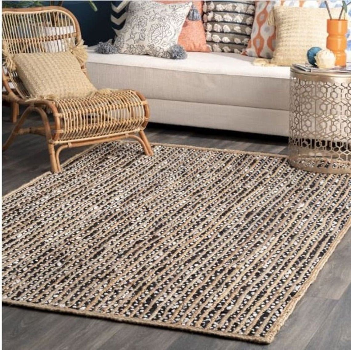 8x10 large jute rug living room rug farmhouse 9x12 area rug Etsy