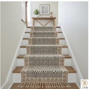 Custom Size Stair Runner Rug Bohemian Cotton Washable non slip Stair Treads Rug Washable Stair Runner Carpet Cotton Carpet Runner for Stairs