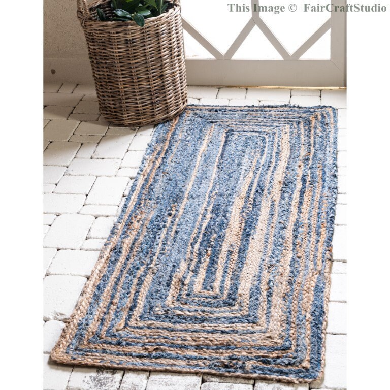 Cotton Braided Runner Rug Recycled Handmade Multicolor Woven Etsy