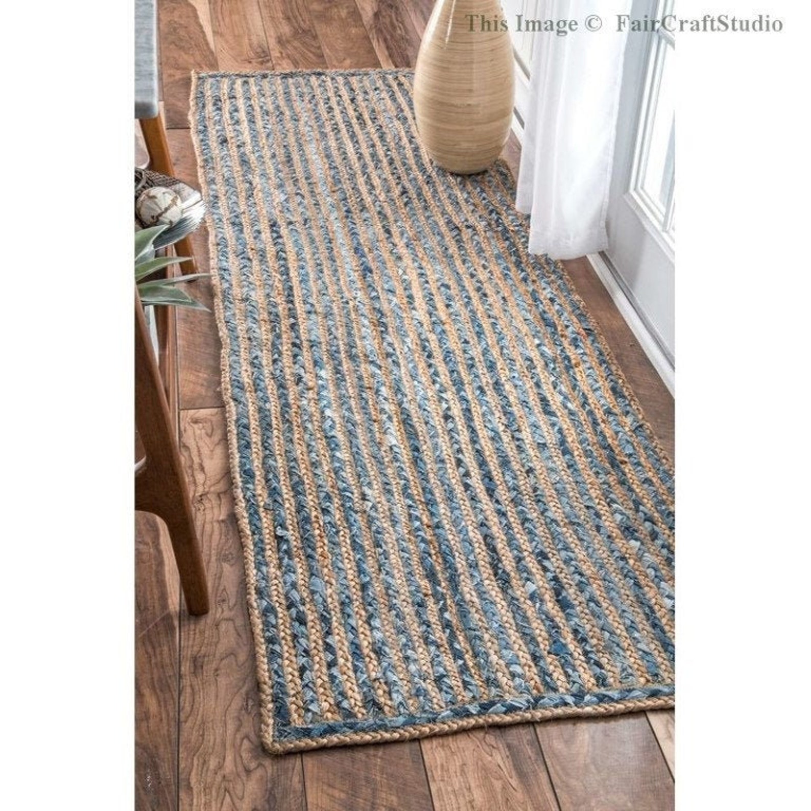Rug Runner Blue Braided Runner Rug for Kitchen Floor Rug Boho Etsy