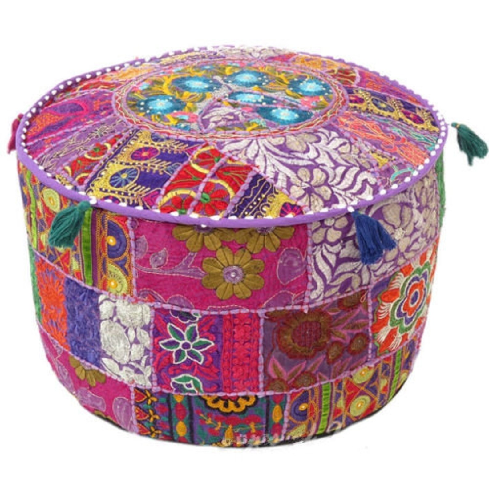 Boho Pouf Pouffe Indian Patchwork Pouf Ottoman Bean Bag Etsy