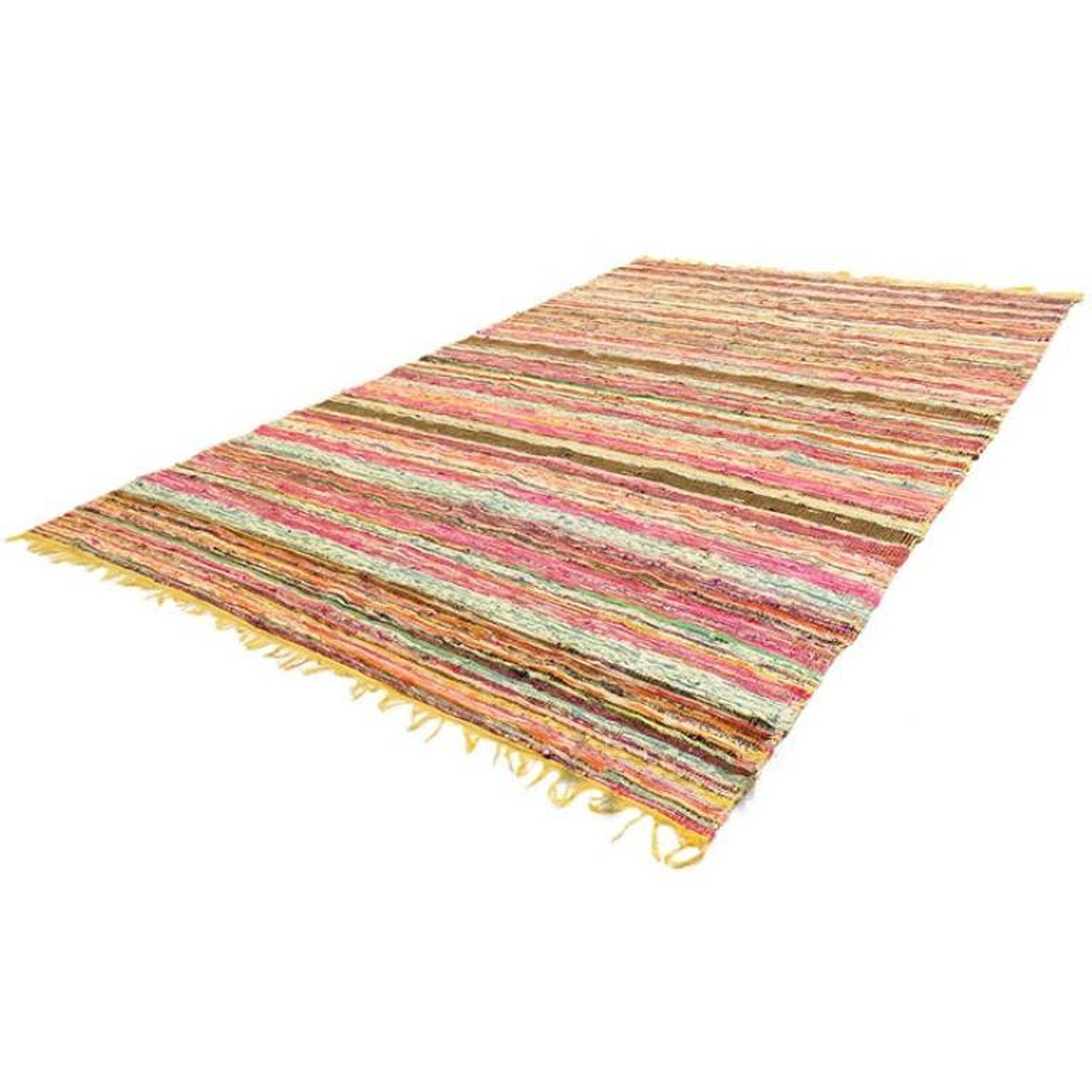 Yellow rag rug chindi rug hippie rug colourful rug boho rug Etsy