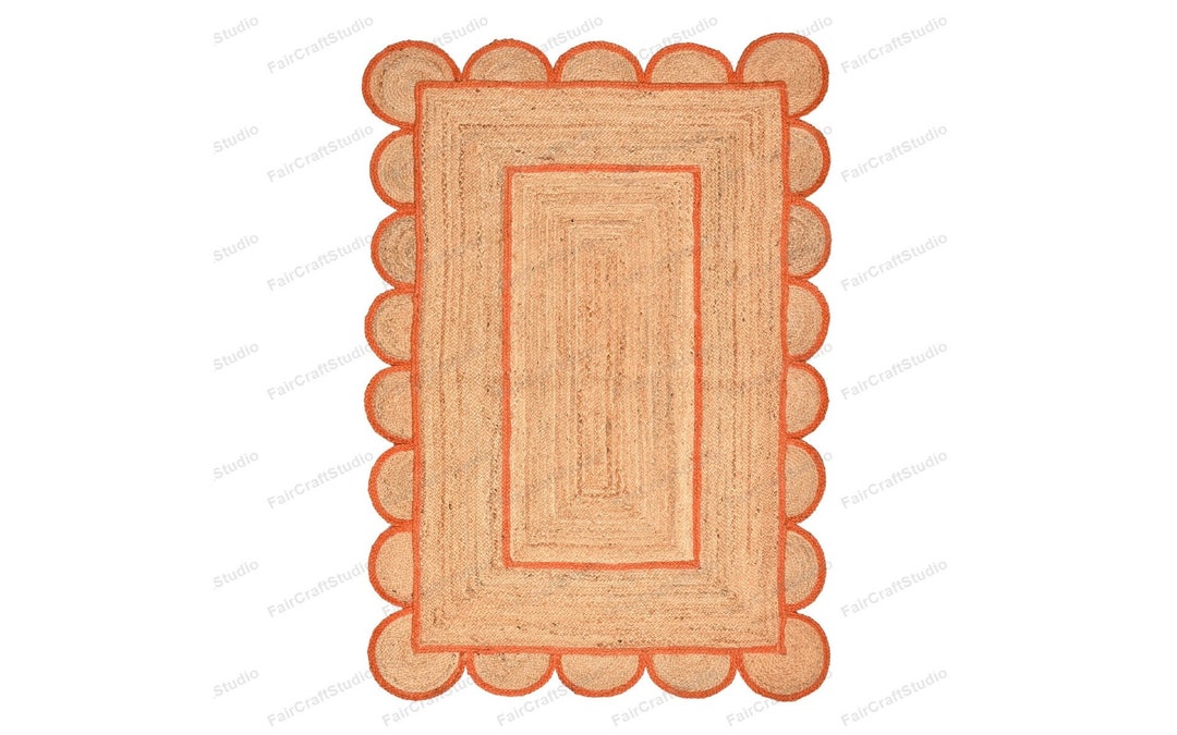 Scalloped Jute Rug Wet Grass Rug Entry Rug Jute Scallop Rug Etsy