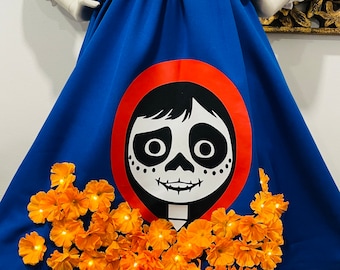 Glow in the Dark Miguel Royal Blue Skirt with Marigolds