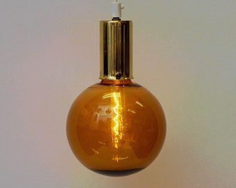 Scandinavian Amber colored glass dome pendant 1970s