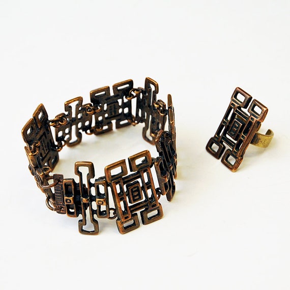 Bronze bracelet and ring set by Uni David-Anderse… - image 2