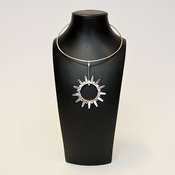 Sterling Silver necklace Sunburst By Tone Vigeland for Plus, Norway 1960s