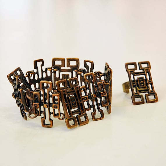 Bronze bracelet and ring set by Uni David-Anderse… - image 1