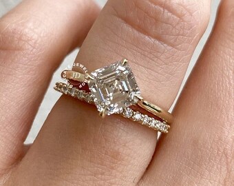 Details about   2.5 ct Asscher Cut Champagne Stone Wedding Bridal Promise Ring 14k Yellow Gold 